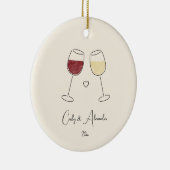 赤ワイン結婚した記念婚約したカップル セラミックオーナメント (右)