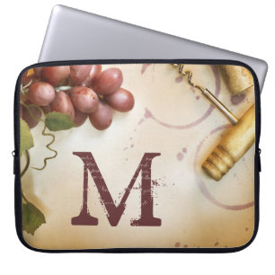 赤ワイン葡萄コルクスレモノグラム15インチノートパソコンケース ラップトップスリーブ