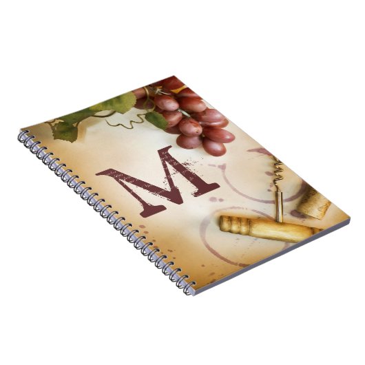 赤ワイン葡萄コルクモノグラムイニシャルノート ノートブック (右側)