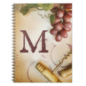 赤ワイン葡萄コルクモノグラムイニシャルノート ノートブック (正面)