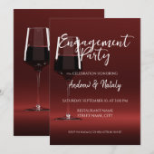赤ワイン試飲パーティーの赤ワインのグラス 招待状 (正面/裏面)