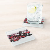 赤ワイン赤バレンタイン ガラスコースター (アングル)