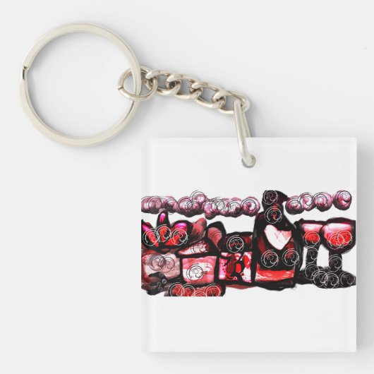 赤ワイン赤バレンタイン キーホルダー (正面)