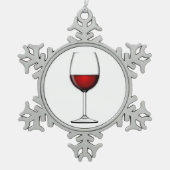 赤ワイン1杯 スノーフレークピューターオーナメント (正面)