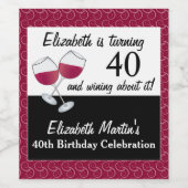 赤ワイン40歳の誕生日パーティー ワインラベル (シングルラベル)