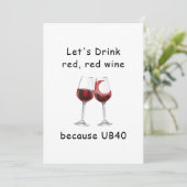 赤ワイン40thバースデーおもしろいカードを飲む 招待状 (スタンド正面)