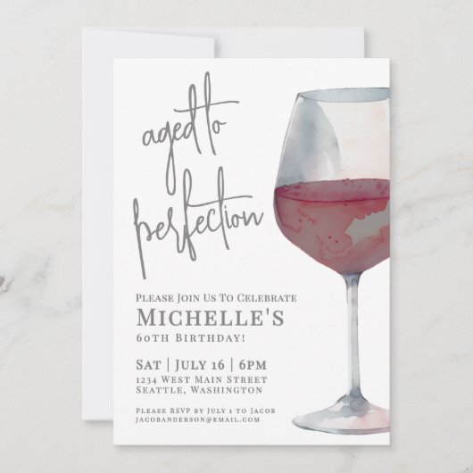 赤ワイン60歳の誕生日パーティー 招待状 (正面)
