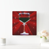 赤ワイン（ガラス） スクエア壁時計 (ホーム)