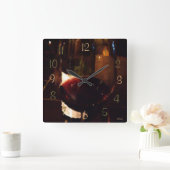 赤ワイン スクエア壁時計 (ホーム)