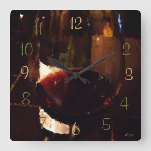 赤ワイン スクエア壁時計 (正面)