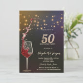 赤ワイン ストリングライト 50歳の誕生日パーティー 招待状 (スタンド正面)