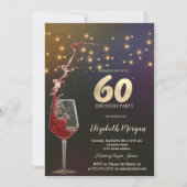 赤ワイン ストリングライト 60歳の誕生日パーティー 招待状 (正面)