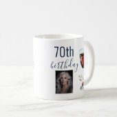 赤ワイン バラ 水彩 写真 70歳の誕生日 コーヒーマグカップ (正面右)
