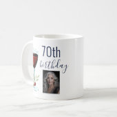 赤ワイン バラ 水彩 写真 70歳の誕生日 コーヒーマグカップ (正面左)