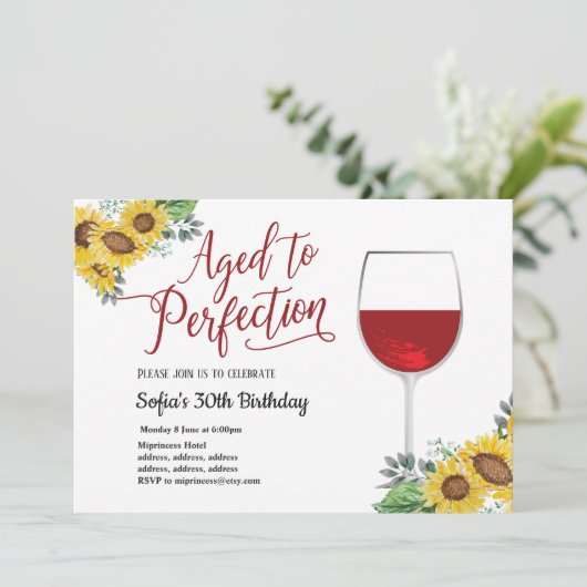 赤ワイン，フローラ，完璧に熟成，誕生日 招待状 (スタンド正面)