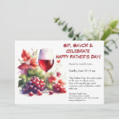 赤ワイン&ブドウ – 編集可能な父の日 招待状 (スタンド正面)