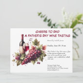 赤ワイン&ブドウ – 編集可能な父の日 招待状 (スタンド正面)