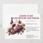 赤ワイン&ブドウ – 編集可能な父の日 招待状 (正面/裏面)