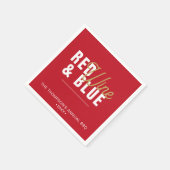 赤ワイン&ブルー7月4日パーティー紙 スタンダードカクテルナプキン (角)