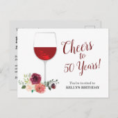 赤ワイン、応援誕生日招待状はがき インビテーションポストカード (正面/裏面)