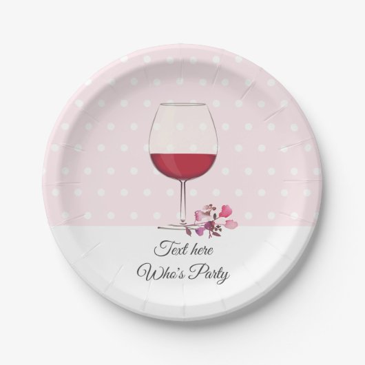 赤ワイン，成人の誕生日， 結婚's,フローラ ペーパープレート (正面)