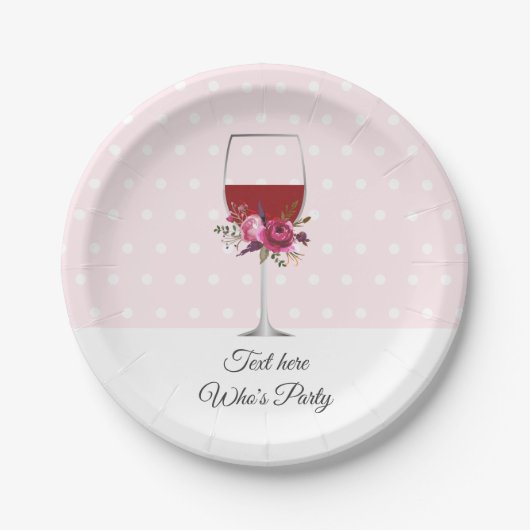 赤ワイン，成人の誕生日， 結婚's,フローラ ペーパープレート (正面)