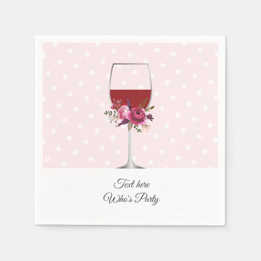 赤ワイン，成人誕生日，結婚フローラ スタンダードカクテルナプキン (正面)