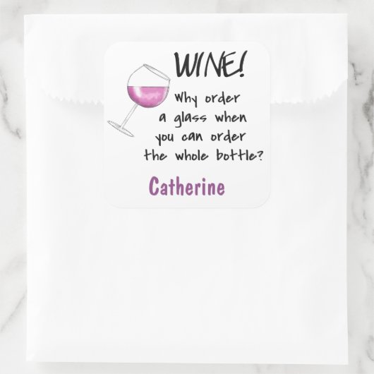赤ワイン_注文ボトル名おもしろいタグ スクエアシール (バッグ)