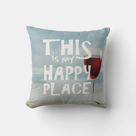 赤ワイン、海背景付き クッション (正面)