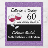 赤ワイン、60歳の誕生日パーティー ワインラベル (シングルラベル)