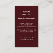 赤ワエレガントイングラスソムリエワインメーカー 名刺 (裏面)