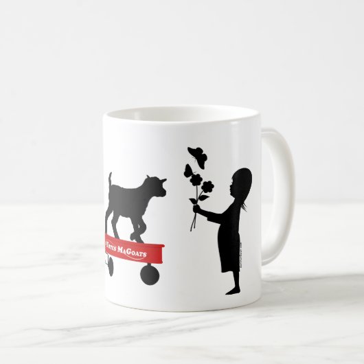 赤ワゴンかわいいヤギと子供のトートマヤギ コーヒーマグカップ (正面右)