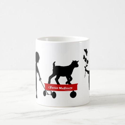 赤ワゴンかわいいヤギと子供のトートマヤギ コーヒーマグカップ (中央)