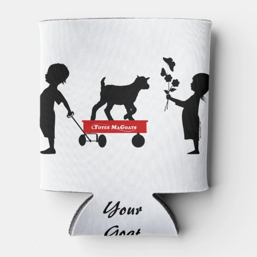 赤ワゴンかわいいヤギと子供のトートマヤギ 缶クーラー (正面)