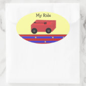 赤ワゴン 楕円形シール (バッグ)