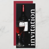 赤ワモダンイングラス-ワインテイストブライダルシャワー 招待状 (正面/裏面)