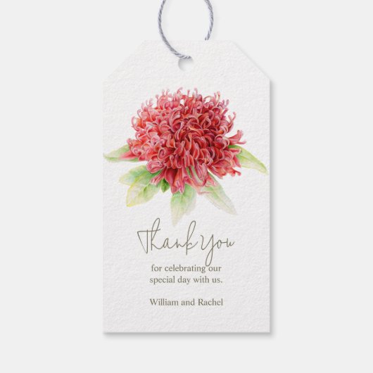 赤ワラタ花水色ギフトラベル ギフトタグ (裏面)