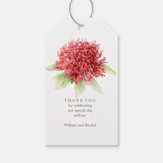 赤ワラタ花水色ギフトラベル ギフトタグ (裏面)