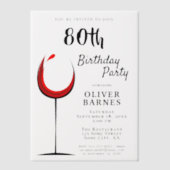 赤ワ素朴イン80th誕生日パーティー ベラム紙招待状 (正面)