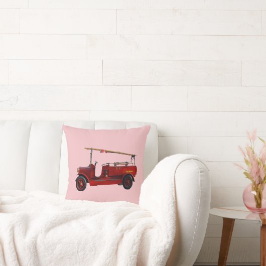 赤ヴィンテージの頭上はしご付き消防車 クッション (ソファ)