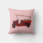 赤ヴィンテージの頭上はしご付き消防車 クッション (正面)