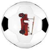 赤ヴィンテージの頭上はしご付き消防車 サッカーボール (回転)