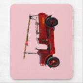 赤ヴィンテージの頭上はしご付き消防車 マウスパッド (正面)