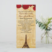 赤ヴィンテージエッフェルタワーのパリ結婚式プログラム プログラム (スタンド正面)