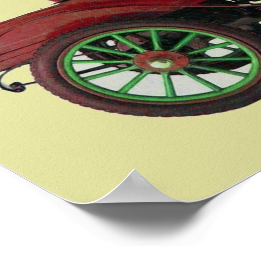 赤ヴィンテージカー/クラシックオートクリ車のーム ポスター (角)