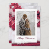 赤ヴィンテージギフト雪写真クリスマスカード シーズンカード (正面/裏面)