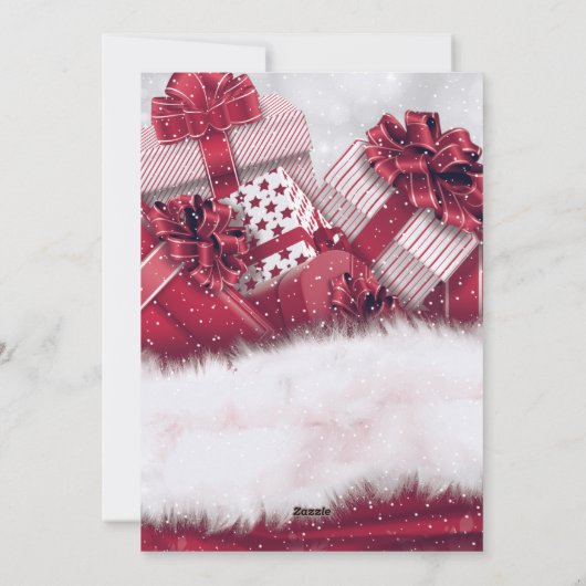 赤ヴィンテージギフト雪写真クリスマスカード シーズンカード (裏面)