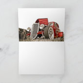 赤ヴィンテージクラシック車集電器グリーティングカード カード (内部)