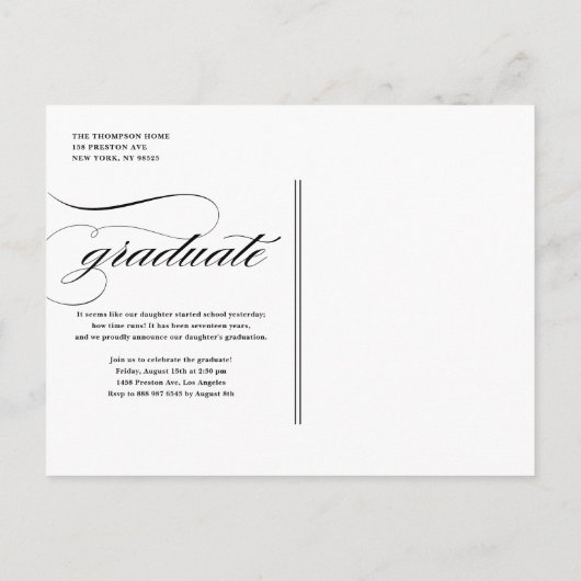 赤ヴィンテージクラス2025写真卒業 案内ポストカード (裏面)