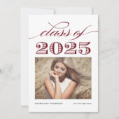 赤ヴィンテージクラス2025写真卒業 案内状 (正面)